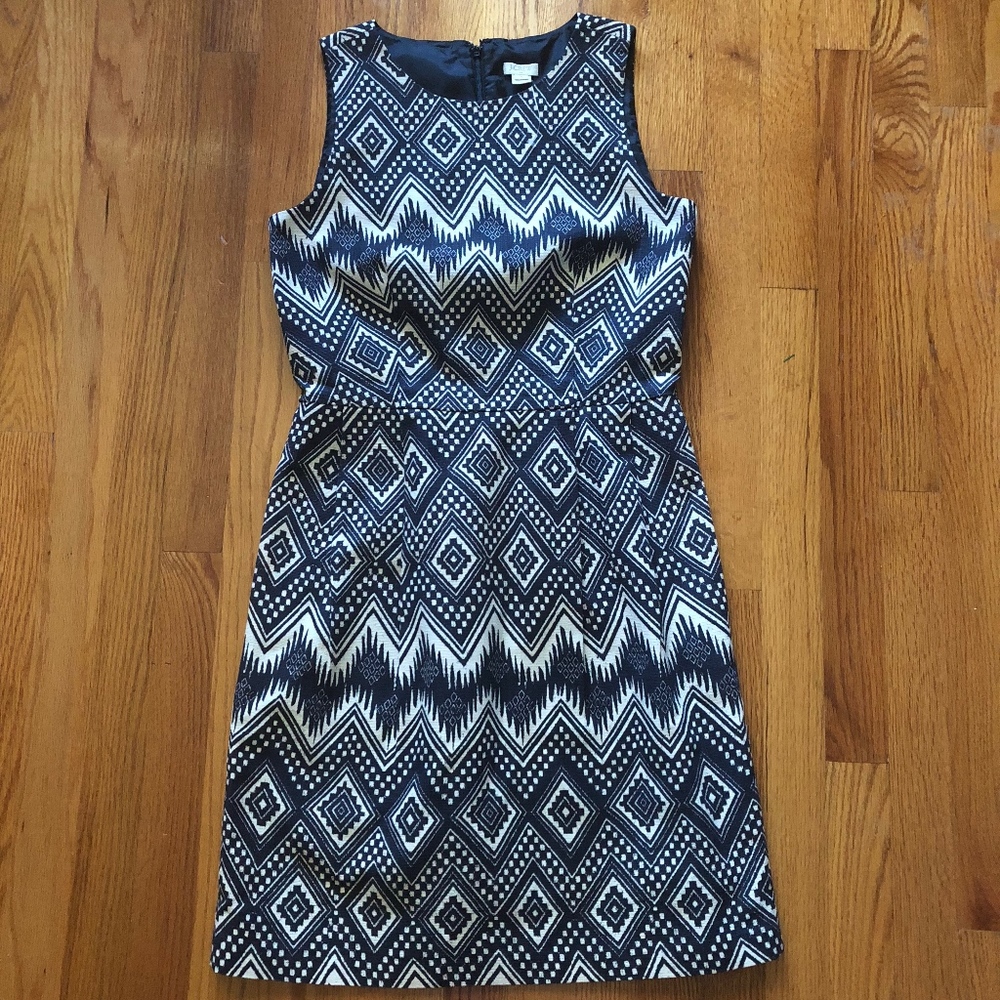J. CREW Tribal Print sheath dress with pockets